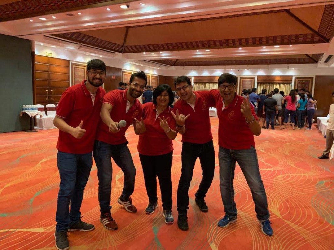 Team celebrating at an event