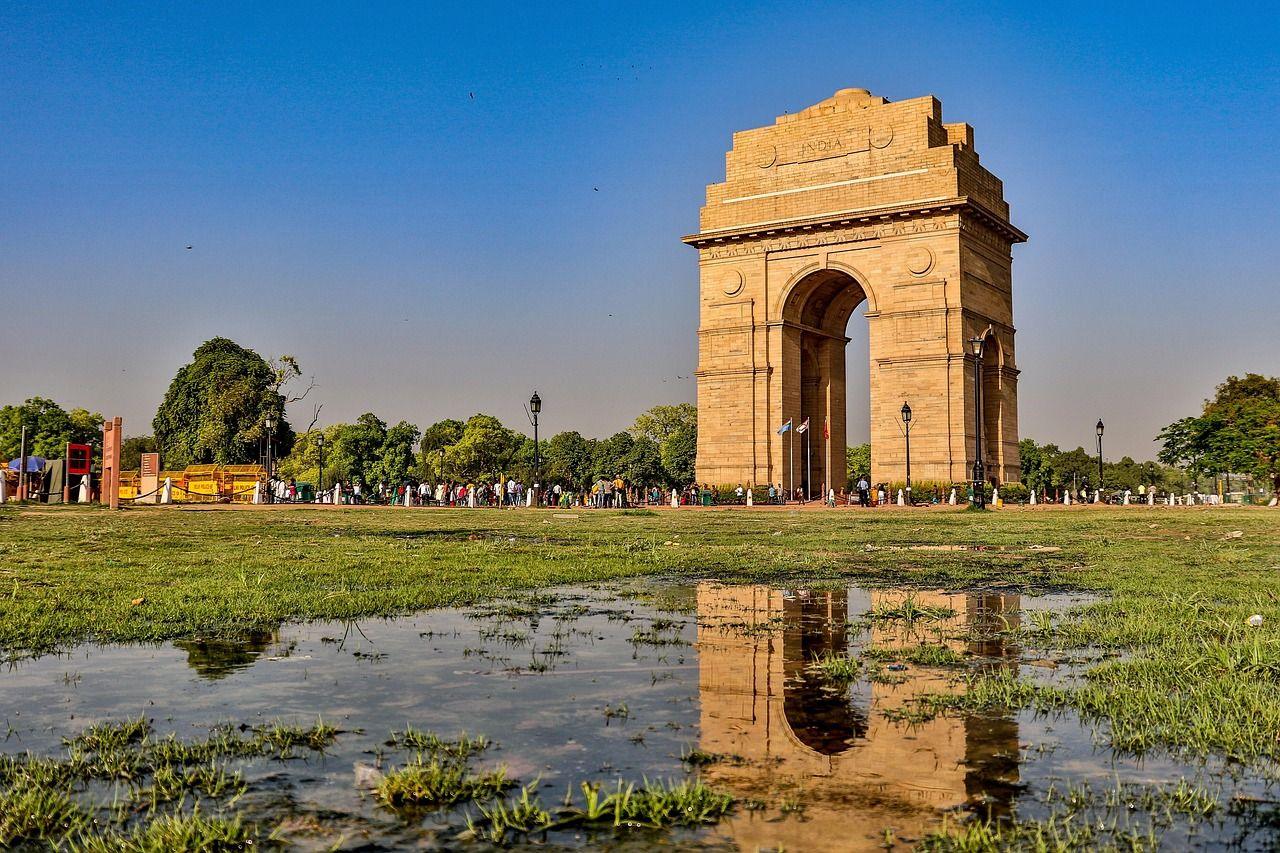 India Gate, New Delhi, reflected in water