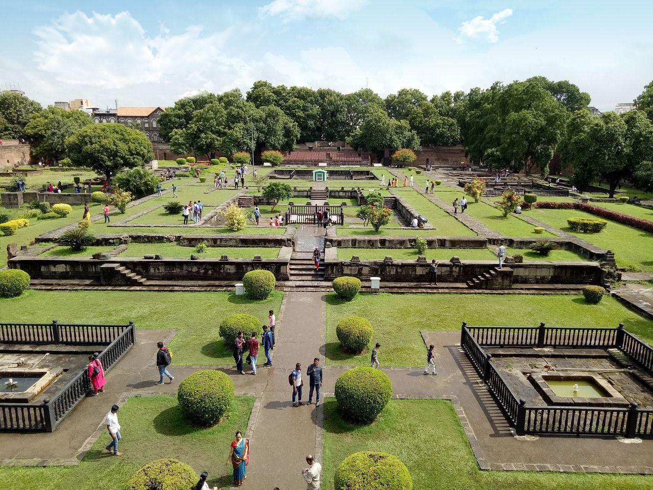 The gardens of Shaniwar Wada, Pune, seen from above